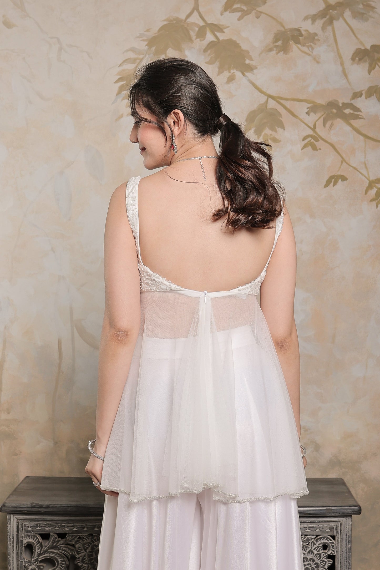 Vaara White Peplum lehnga