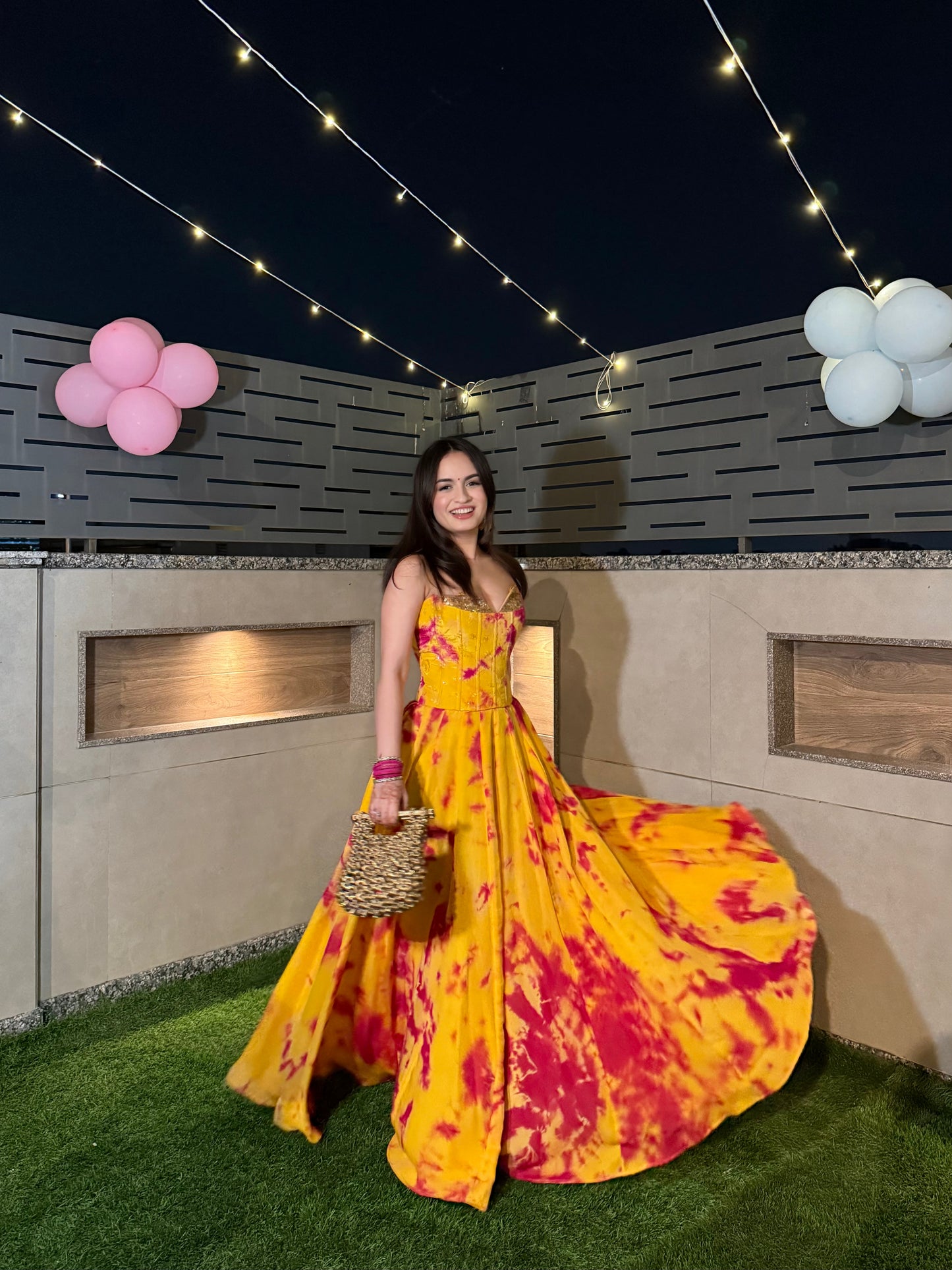 Sia Tie-Dye Corset Lehenga - yellow and pink
