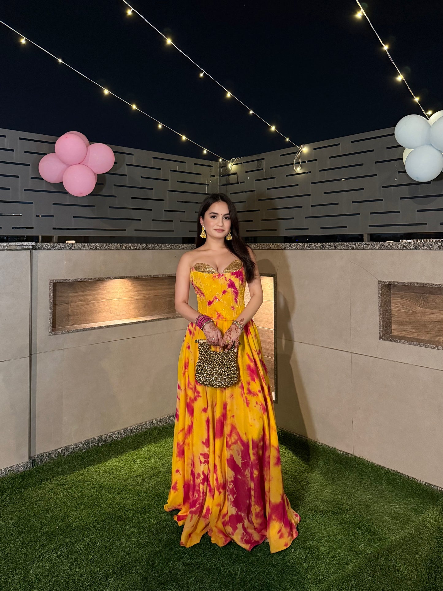 Sia Tie-Dye Corset Lehenga - yellow and pink
