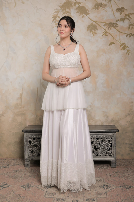Vaara White Peplum lehnga