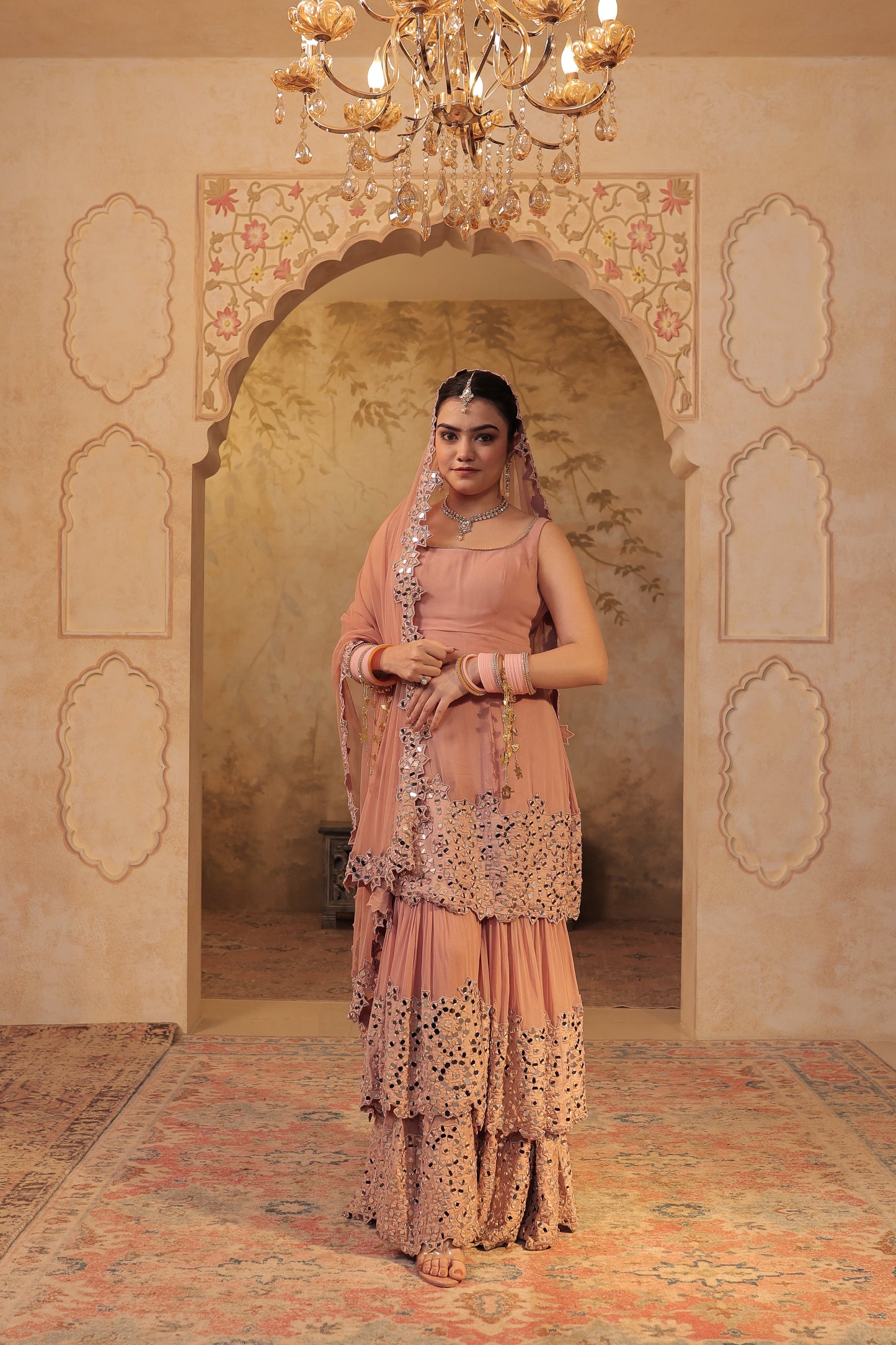 Madhubala mirrorwork sharara set