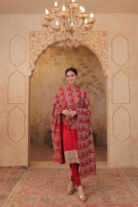 Rani Silk suit - Red