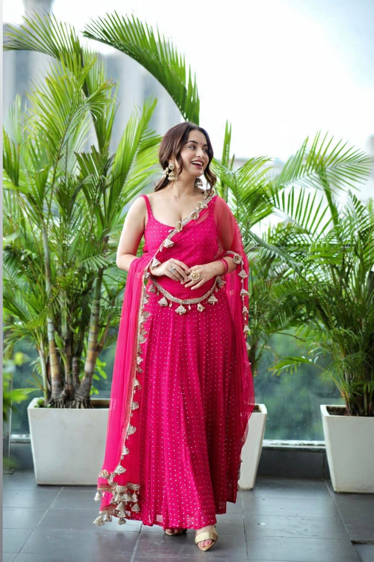 About Dolly hot pink Anarkrali