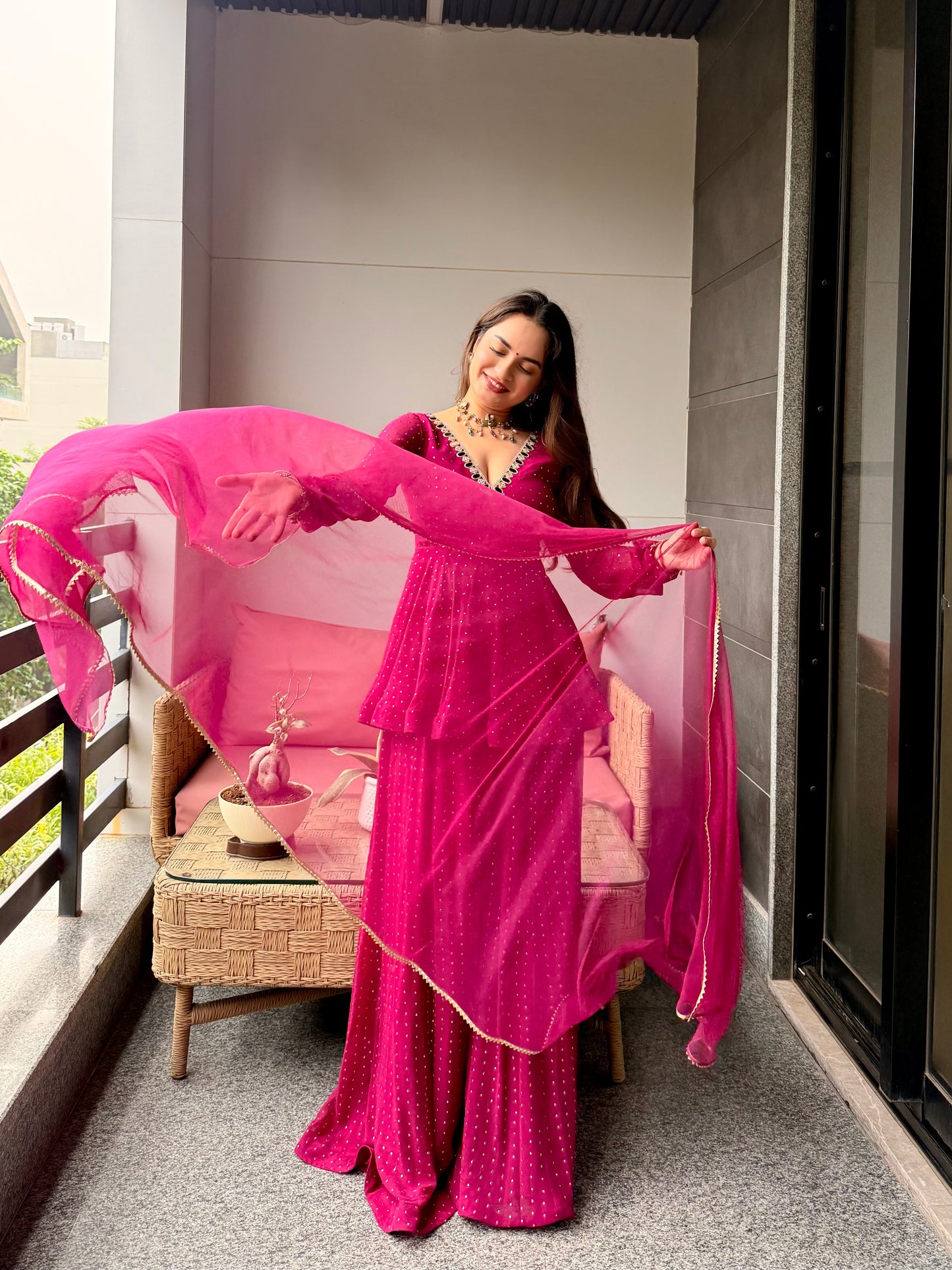 Noor E Gul Violet Peplum Set