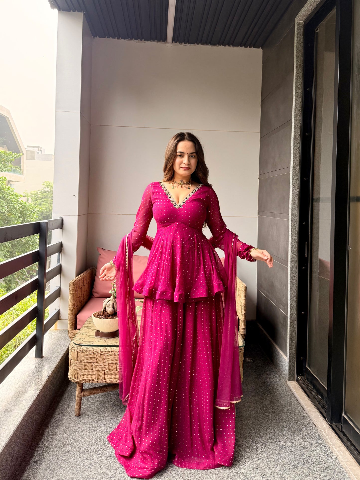 Noor E Gul Violet Peplum Set