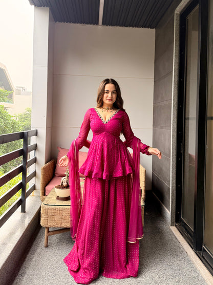 Noor E Gul Violet Peplum Set