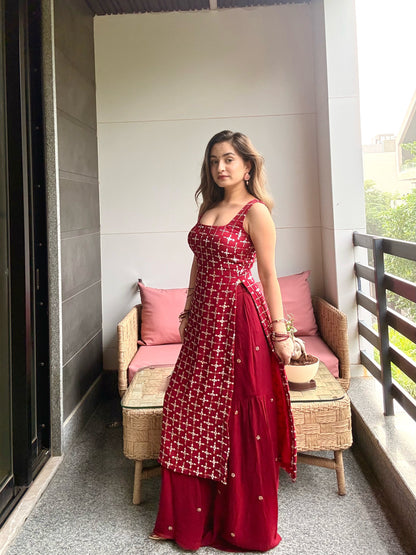 Angar Red Straight Suit