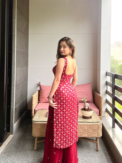 Angar Red Straight Suit