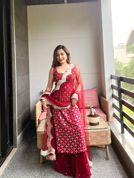 Angar Red Straight Suit