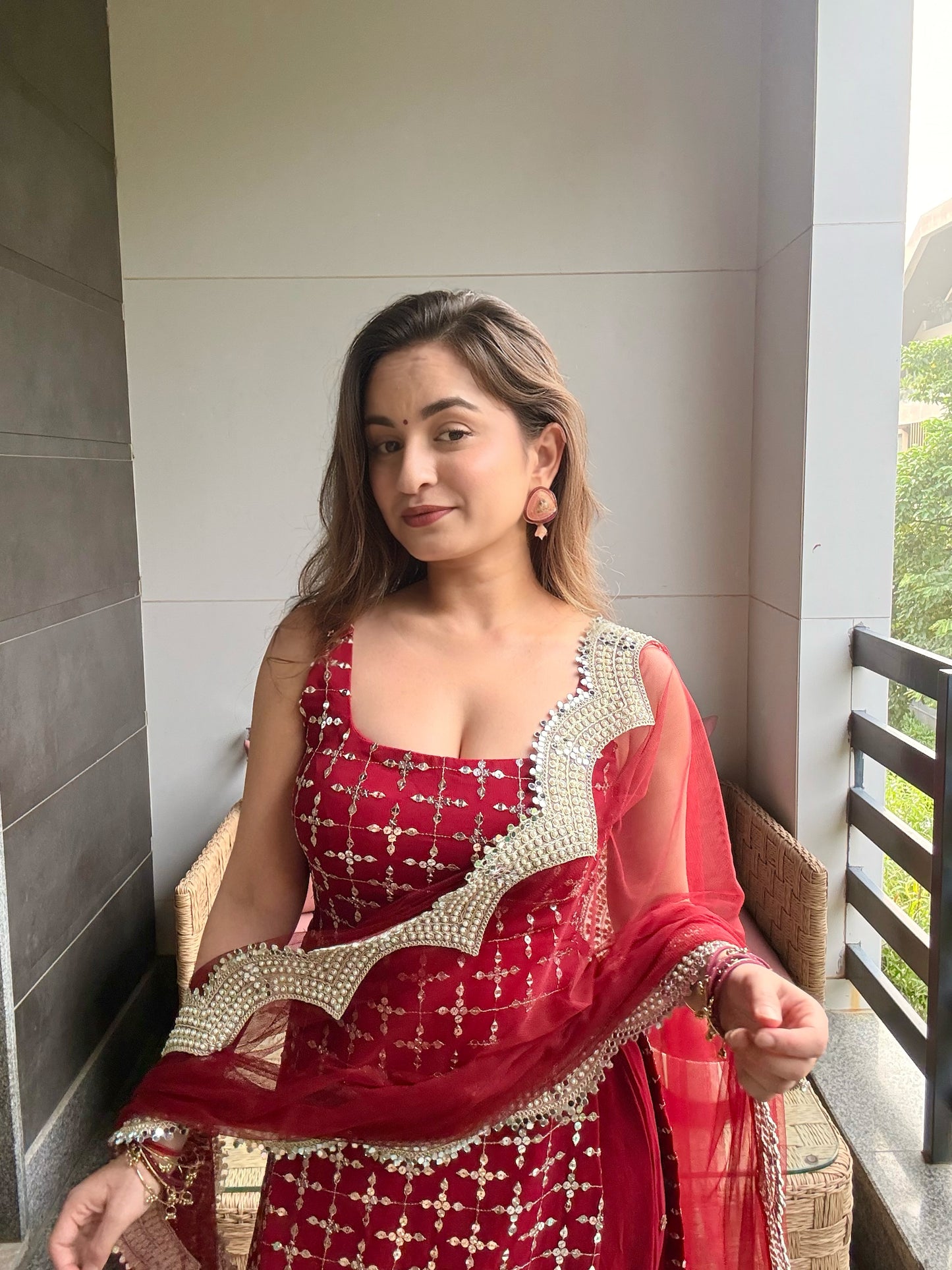 Angar Red Straight Suit