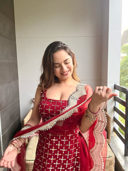 Angar Red Straight Suit