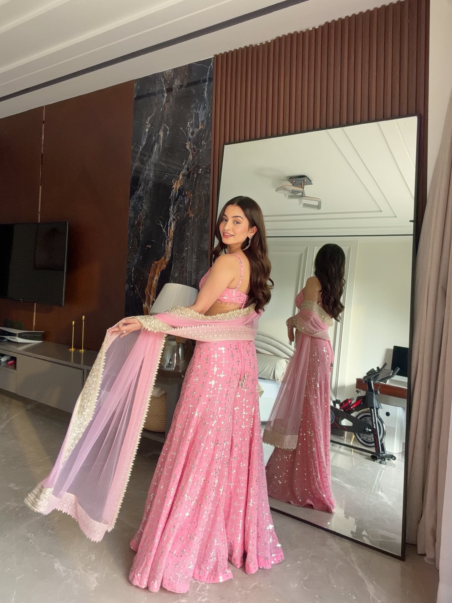 Mahira Pink Sequin Sharara Set