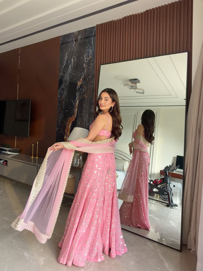 Mahira Pink Sequin Sharara Set