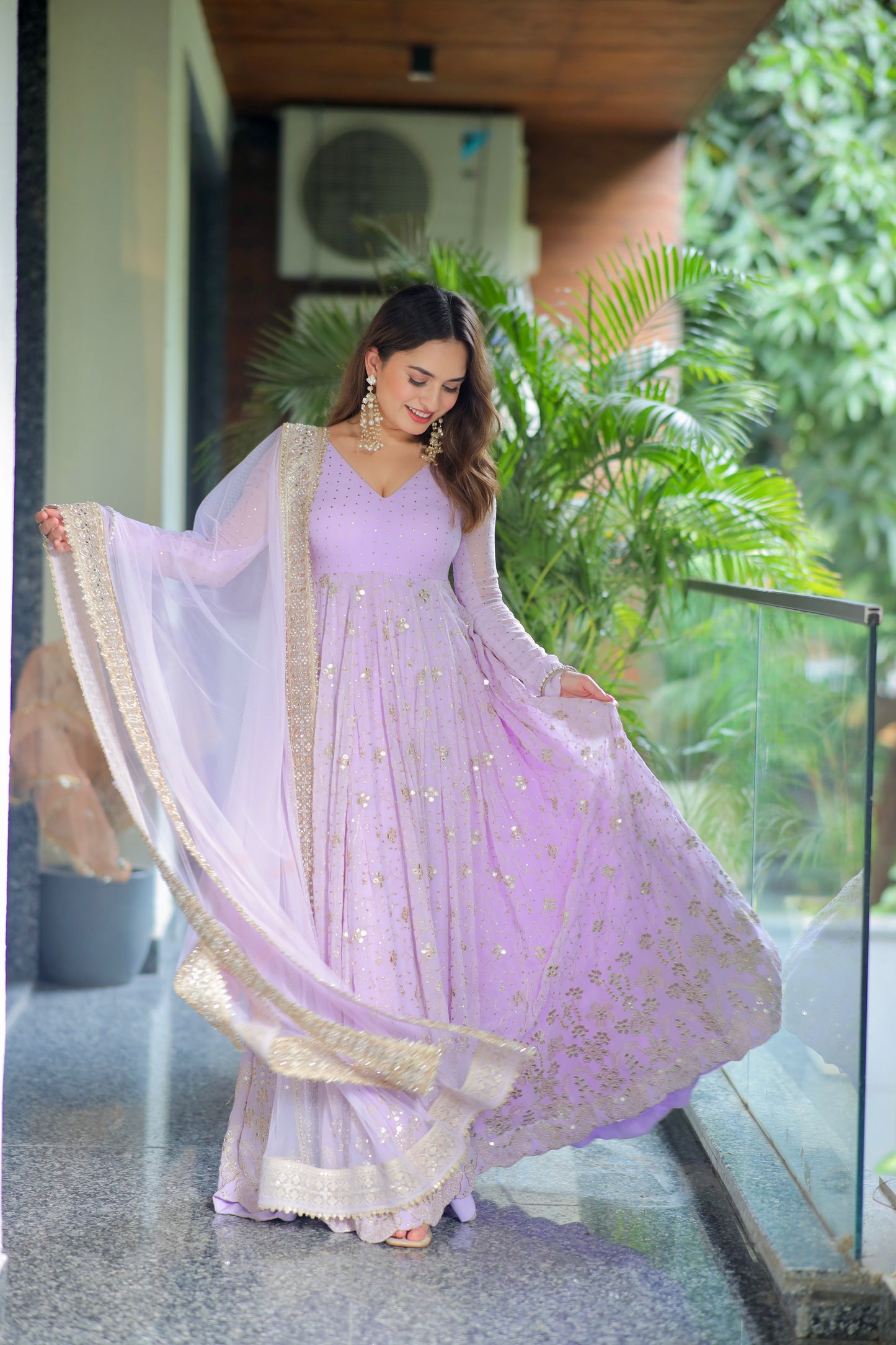 Sabya lilac anarkali