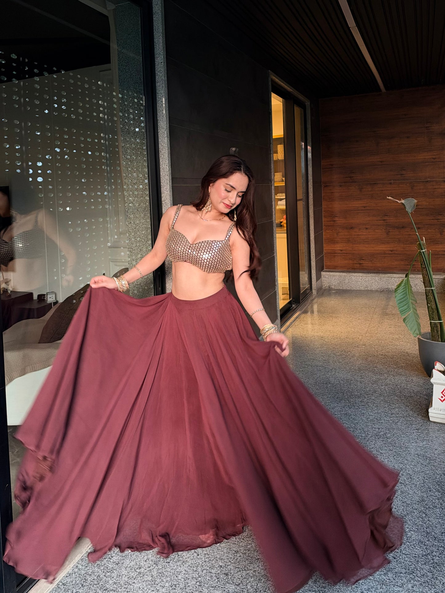 Amaara Chocolate Embellished Lehenga Set