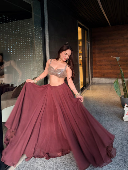 Amaara Chocolate Embellished Lehenga Set