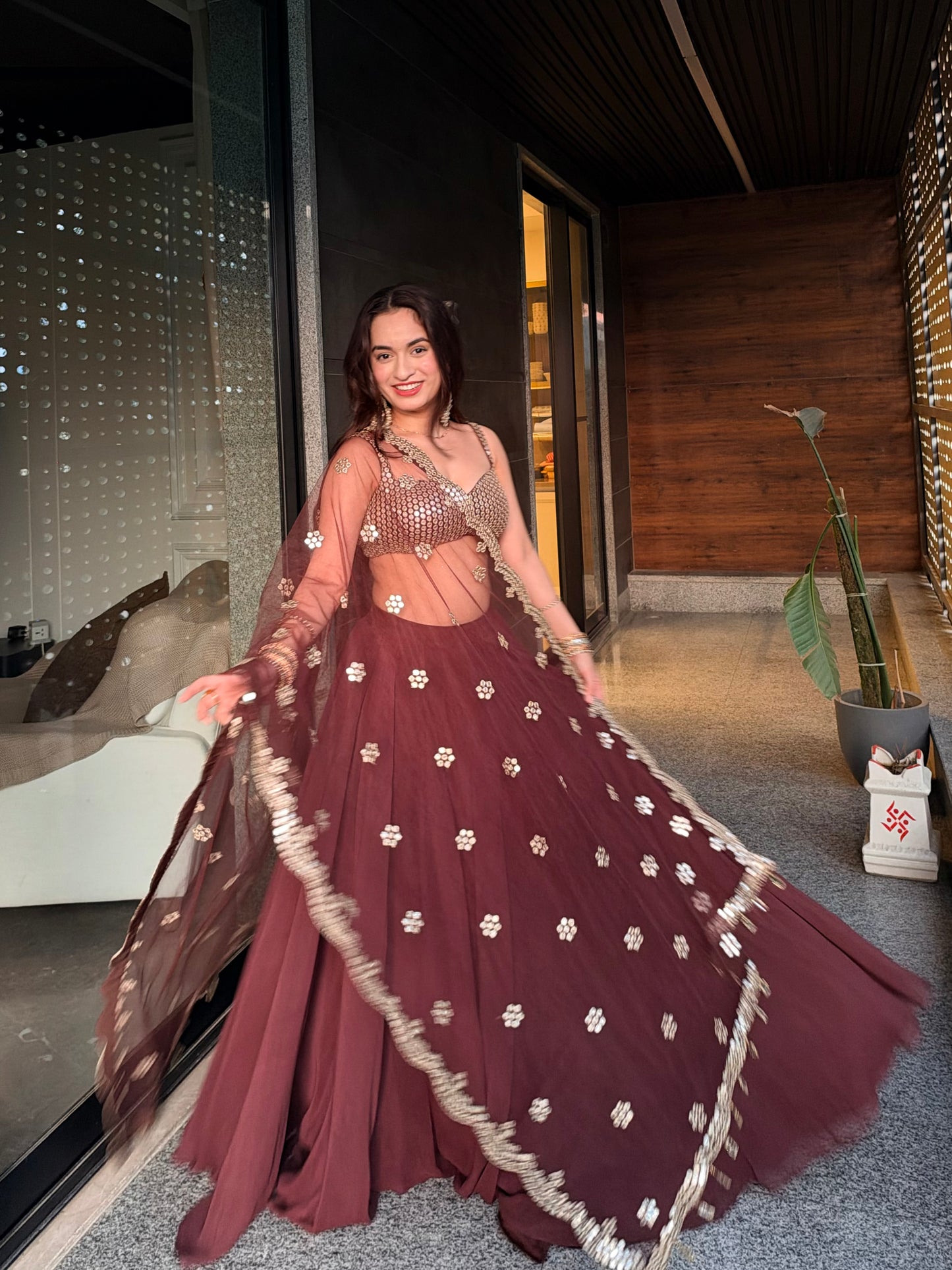 Amaara Chocolate Embellished Lehenga Set