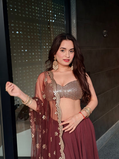 Amaara Chocolate Embellished Lehenga Set