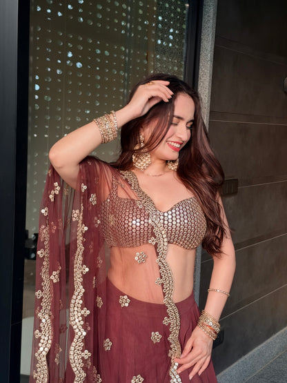 Amaara Chocolate Embellished Lehenga Set