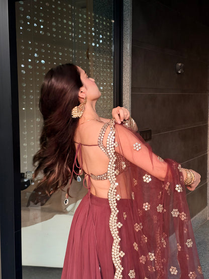 Amaara Chocolate Embellished Lehenga Set