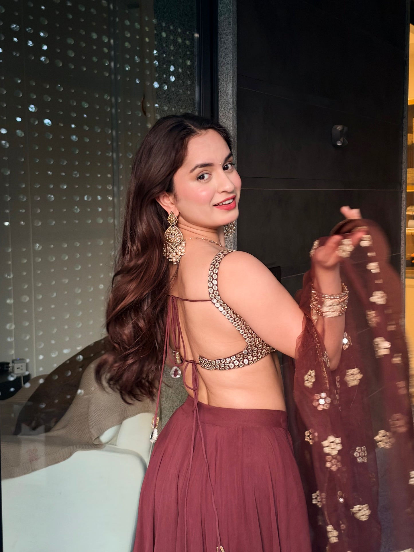 Amaara Chocolate Embellished Lehenga Set