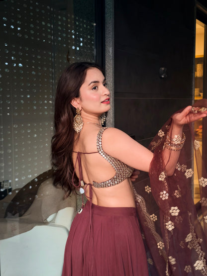 Amaara Chocolate Embellished Lehenga Set