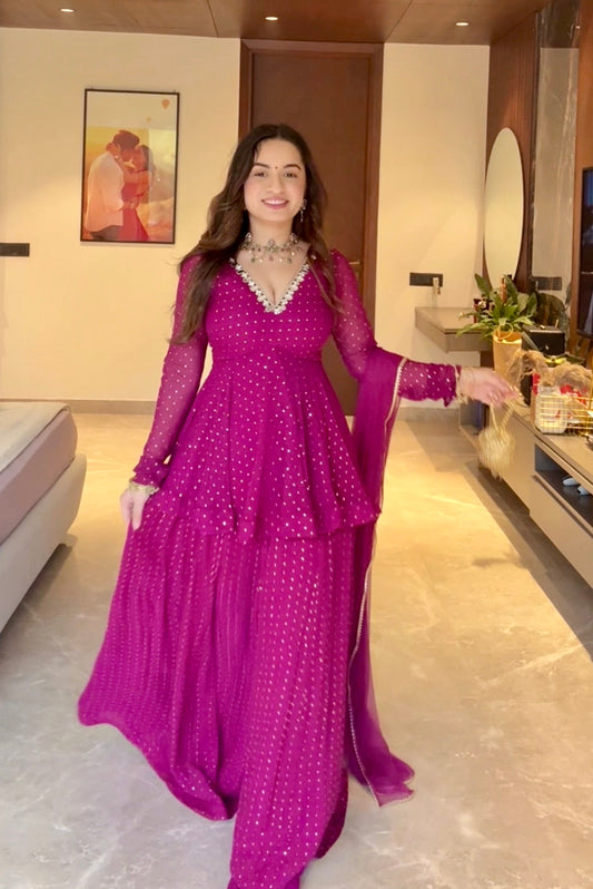 Noor E Gul Violet Peplum Set