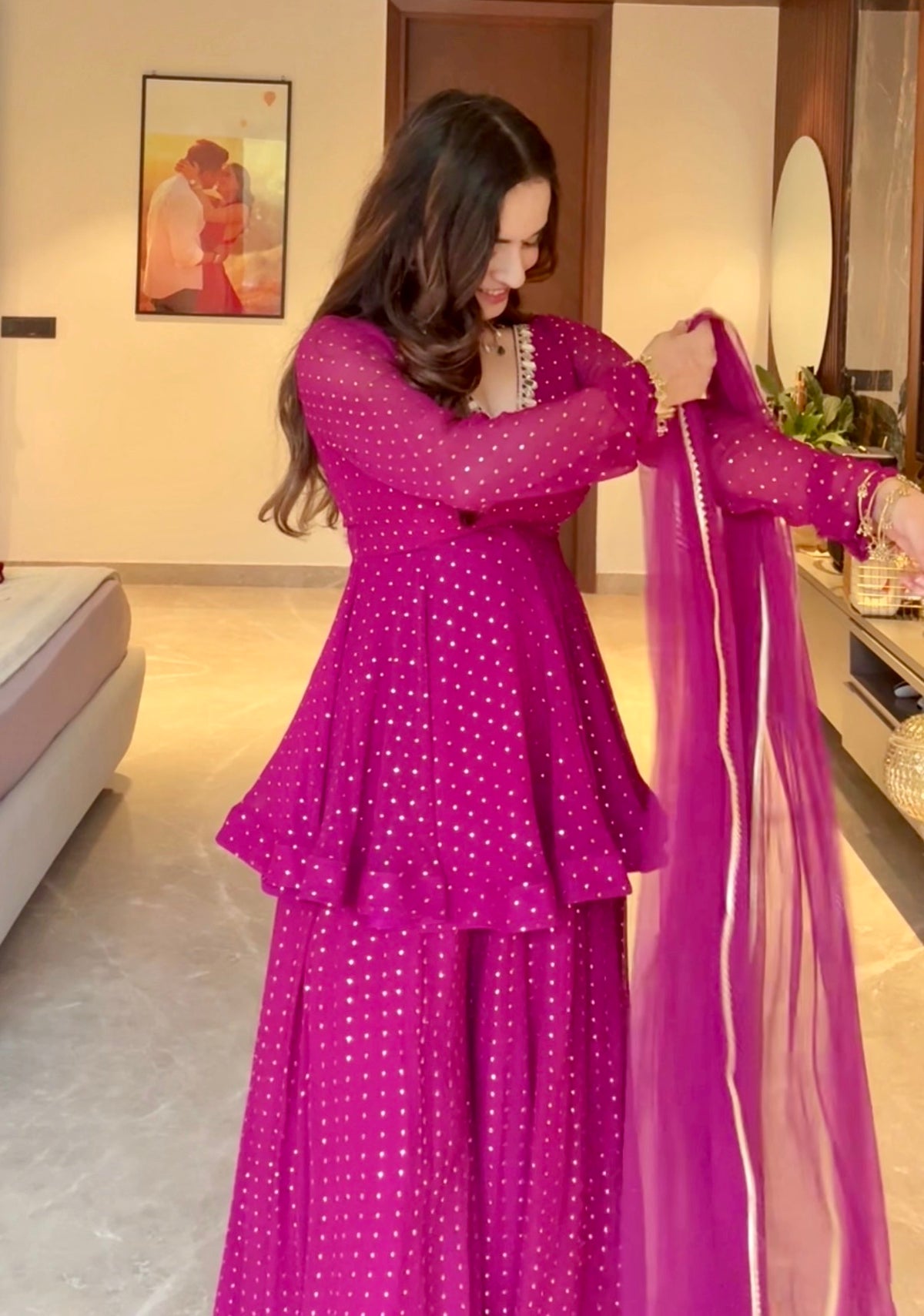 Noor E Gul Violet Peplum Set