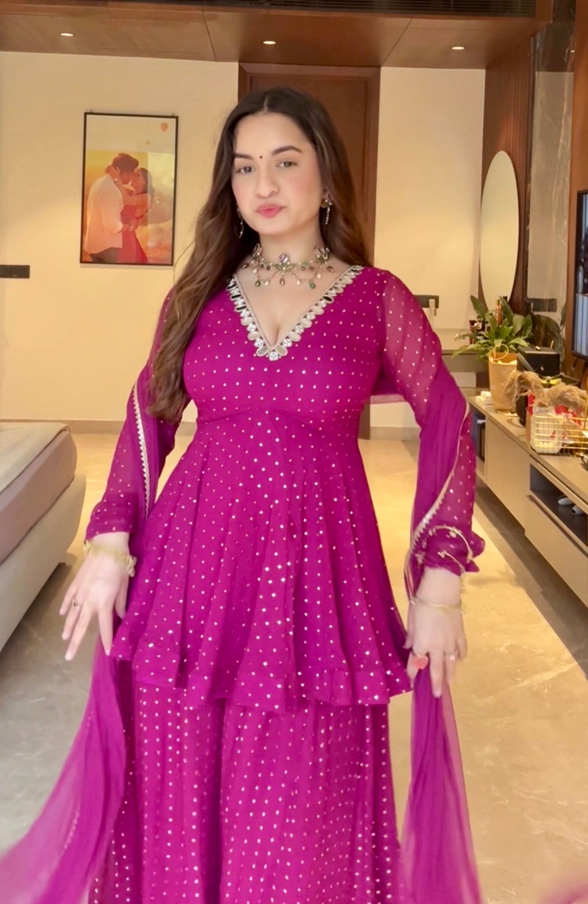 Noor E Gul Violet Peplum Set