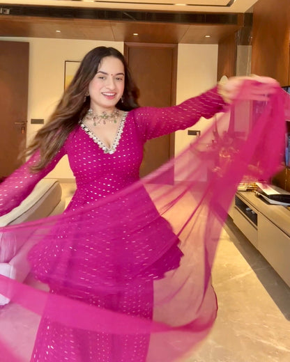 Noor E Gul Violet Peplum Set