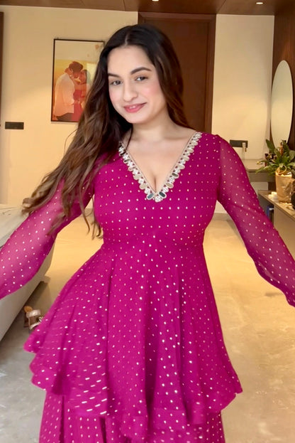 Noor E Gul Violet Peplum Set