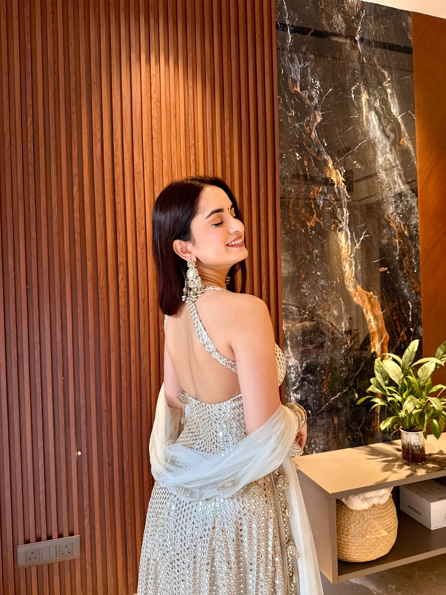 Tara Champagne Ivory Hand-Embellished Anarkali