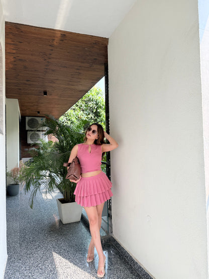 Roma pink skirt and top set