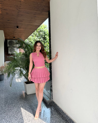 Roma pink skirt and top set