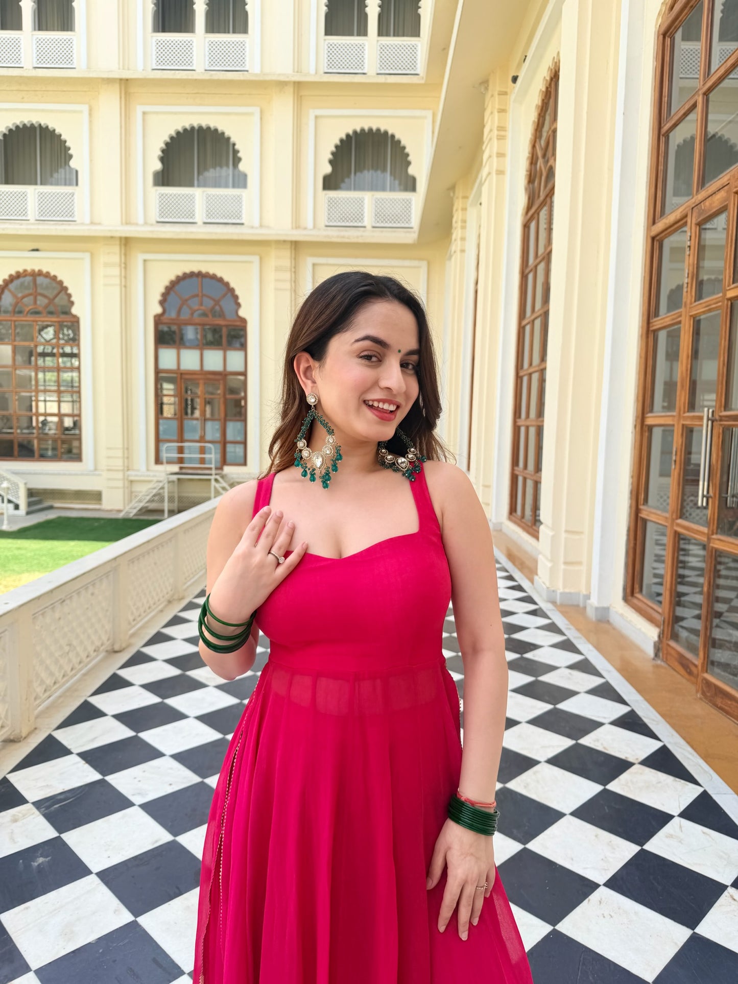Damini Hot Pink Anarkali with plazzo pants