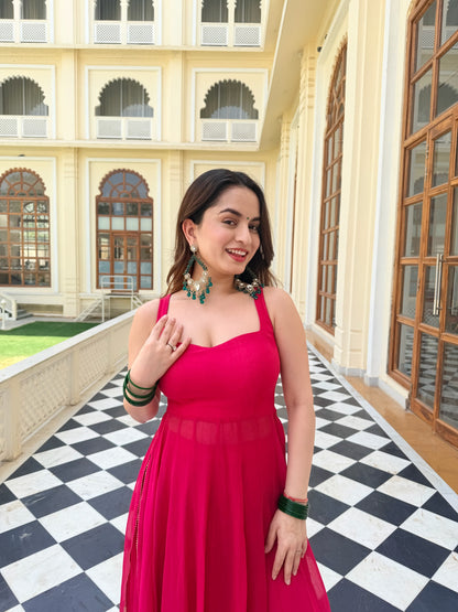 Damini Hot Pink Anarkali with plazzo pants