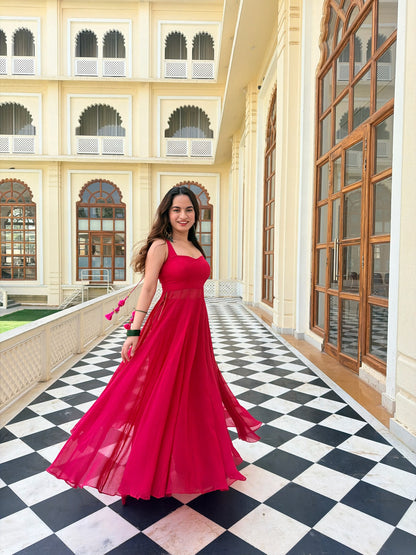 Damini Hot Pink Anarkali with plazzo pants