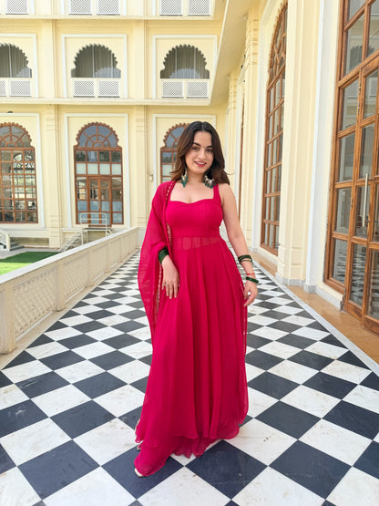 Damini Hot Pink Anarkali with plazzo pants