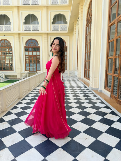 Damini Hot Pink Anarkali with plazzo pants