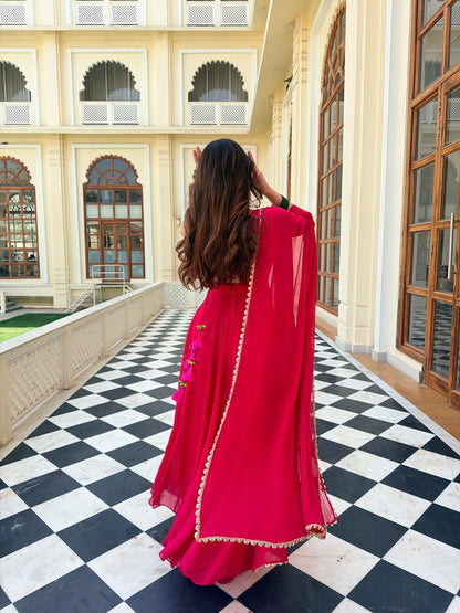 Damini Hot Pink Anarkali with plazzo pants