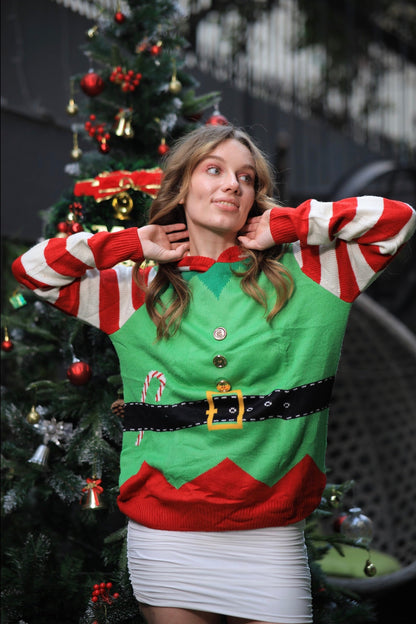 Imagine By Shiwali oversized Santa hoodie in size L, featuring a festive red design with white trim and a cozy fit.