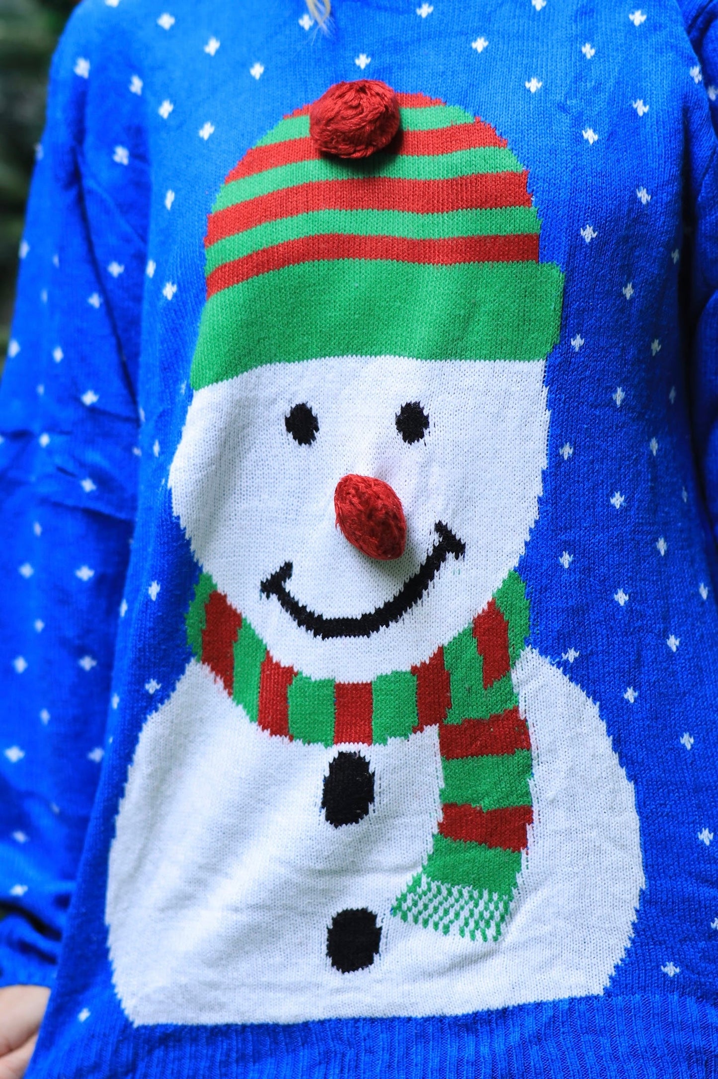 Large Imagine By Shiwali oversized snowman sweater with cozy knit fabric and festive snowman design for winter wear.