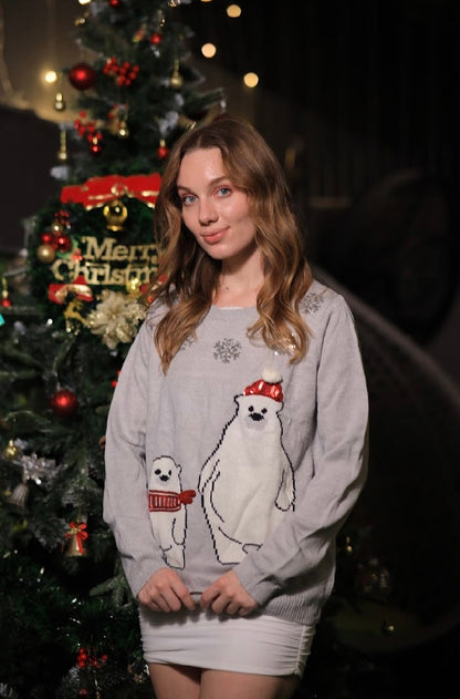 Oversized Baby and Mamma Snow Bear Sweater by Imagine By Shiwali, size M, featuring a cozy snow bear design in soft knit fabric.