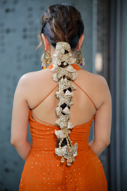 Imagine By Shiwali Dolly Parandi in vibrant colors with intricate beadwork, traditional Indian hair accessory for festive occasions.