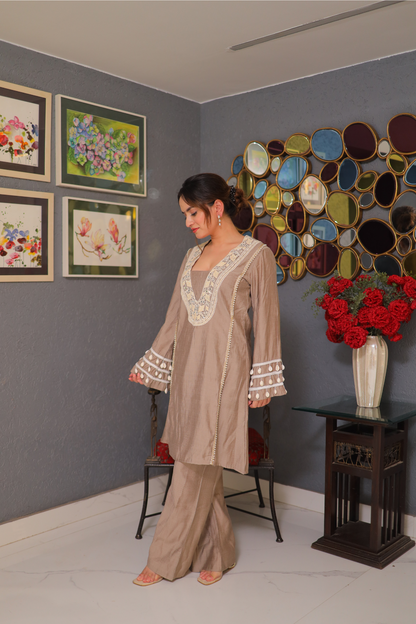 Imagine By Shiwali Alina grey co-ord set featuring a matching top and pants, styled with a comfortable, casual fit.