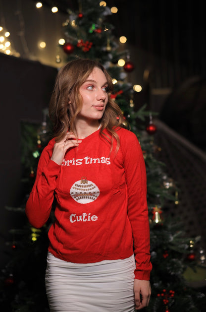 Imagine By Shiwali oversized Christmas Cutie sweater in size S, featuring festive holiday design and cozy knit fabric.
