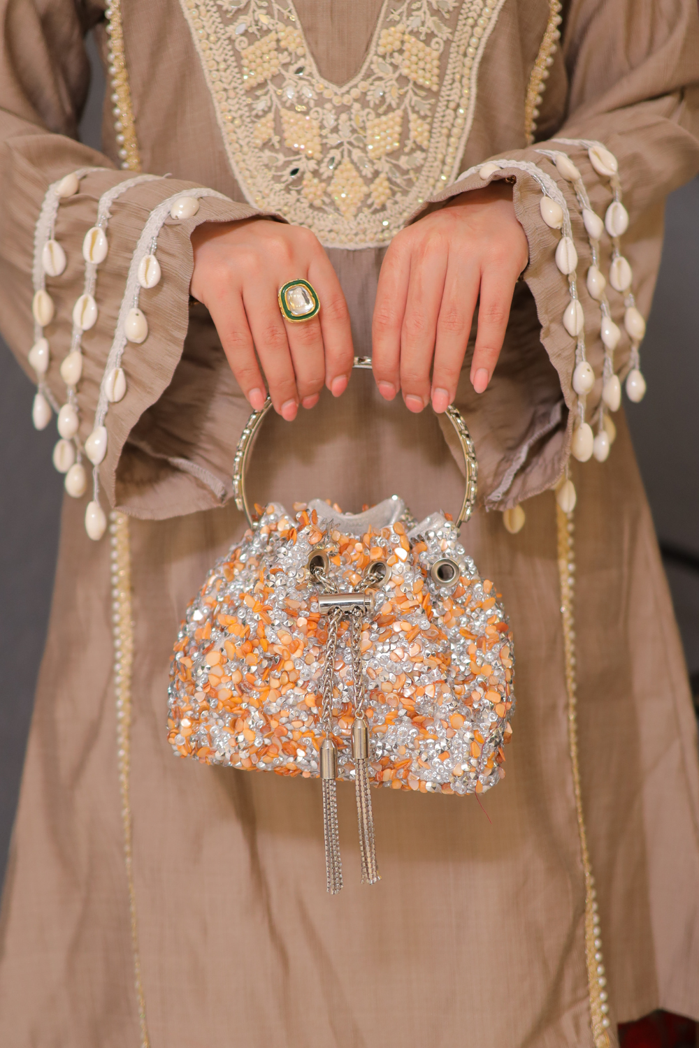 Silver Raz Crystal ABG jewelry piece by Imagine By Shiwali featuring sparkling crystals and intricate silver detailing.