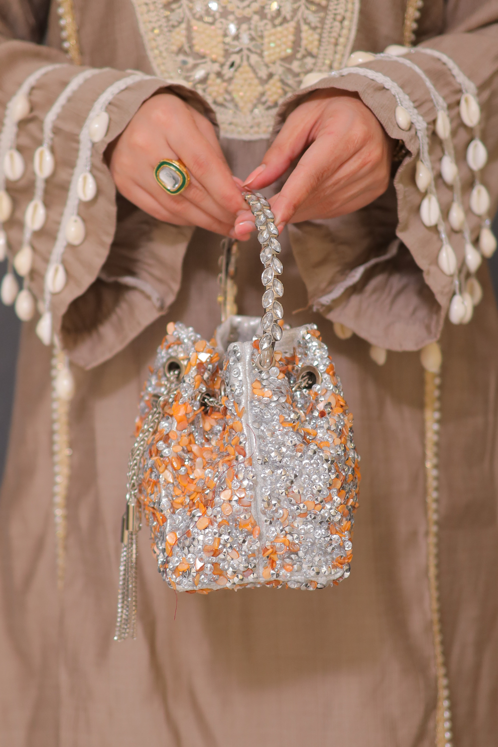 Silver Raz Crystal ABG jewelry piece by Imagine By Shiwali featuring sparkling crystal accents on intricate silver design.