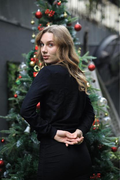 Imagine by Shiwali oversized elf sweater in a cozy knit, featuring a festive elf design and relaxed fit, perfect for winter wear.