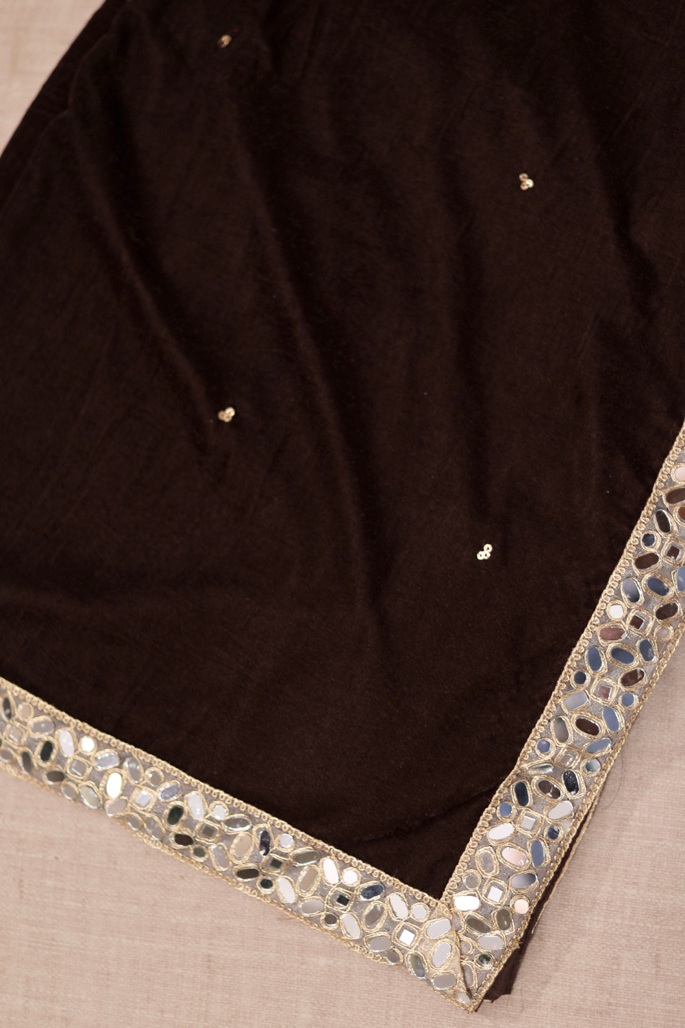 Brown Raveena Velvet Shawl by Imagine By Shiwali, showcasing soft velvet fabric and elegant draping for stylish wear.
